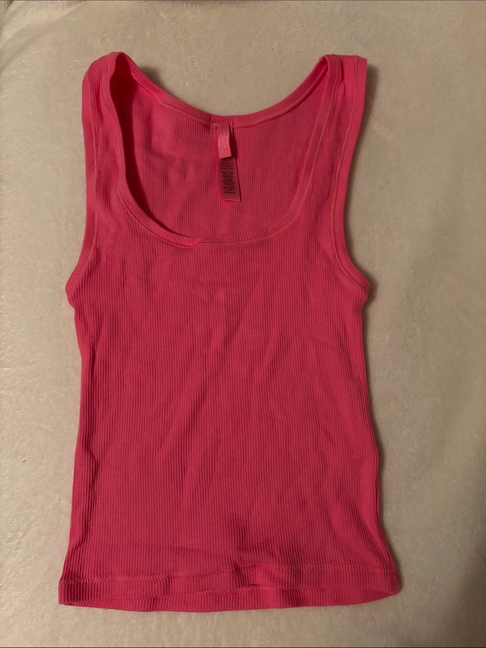 Skims Pink Cotton Rib Tank